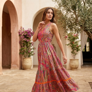 "Zoya" Paisley Tiered Maxi Dress