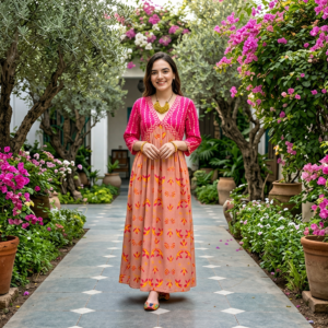 Peach Blossom Flare Dress